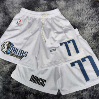 Men's NBA Dallas Mavericks #77 Luka Dončić White Mesh Shorts