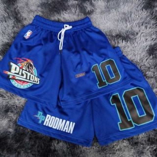Men's NBA Detroit Pistons #10 Dennis Rodman Blue Mesh Shorts