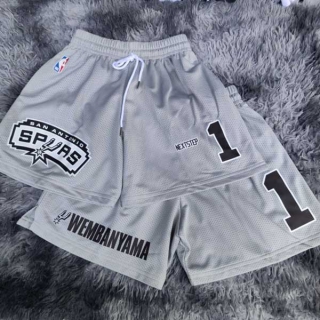 Men's NBA San Antonio Spurs #1 Victor Wembanyama Gray Mesh Shorts