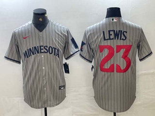 Men's MLB Minnesota Twins #23 Royce Lewis 2023 Grey Home Team Cool Base Stitched Jersey