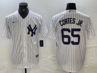 Men's MLB New York Yankees #65 Nestor Cortes Jr White Stitched Cool Base Nike Jersey