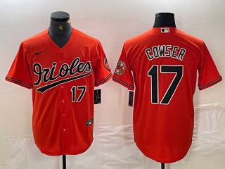Men's MLB Baltimore Orioles #17 Colton Cowser Orange Cool Base Stitched Baseball Jersey