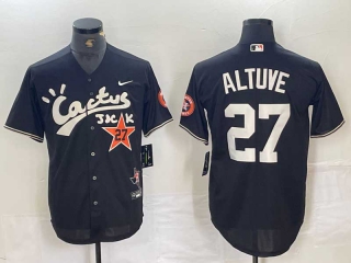 Men's MLB Houston Astros #27 Jose Altuve Black Cactus Jack Vapor Premier Stitched Baseball Jersey
