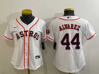 Women's Houston Astros #44 Yordan Alvarez White With Patch Stitched MLB Cool Base Nike Jersey