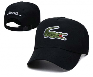Wholesale Lacoste Big Crocodile Curved Brim Strapback Hat Black 7006