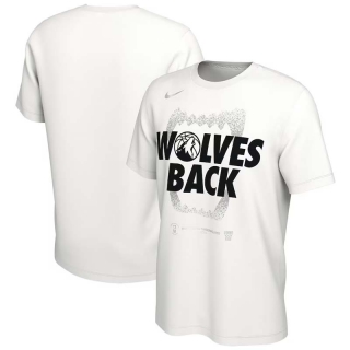 Men's Minnesota Timberwolves Nike 2024 NBA Playoffs Wolves Back Mantra Short T-Shirt White
