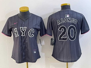 Women's MLB New York Mets #20 Pete Alonso Grey 2024 City Connect Cool Base Stitched Jersey
