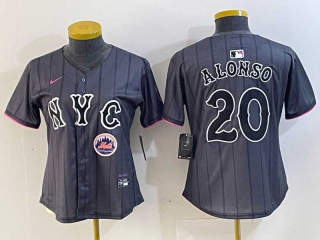 Women's MLB New York Mets #20 Pete Alonso Grey Logo 2024 City Connect Cool Base Stitched Jersey