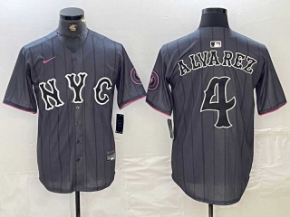 Men's MLB New York Mets #4 Francisco Alvarez Grey 2024 City Connect Cool Base Stitched Jersey