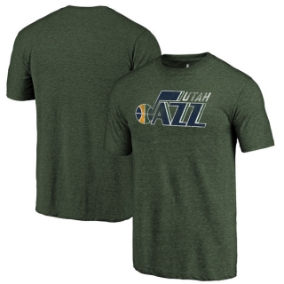 Men's NBA Fanatics Branded Utah Jazz Green Distressed Logo Tri-Blend T-Shirt