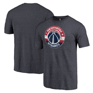 Men's NBA Fanatics Branded Washington Wizards Heather Navy Distressed Team Logo Tri-Blend T-Shirt