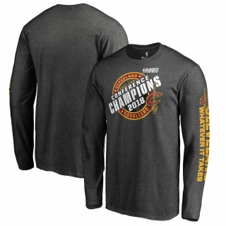 Men's Cleveland Cavaliers Fanatics Branded 2018 Eastern Conference Champions Keyhole Slogan Long Sleeve T-Shirt – Heather Charcoal