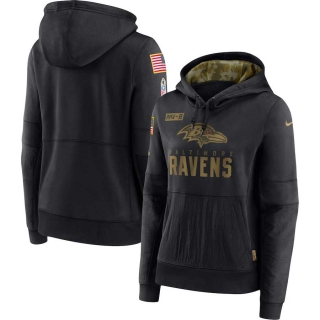 Women's Baltimore Ravens Nike Black 2020 Salute to Service Performance Pullover Hoodie