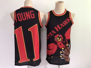Men's NBA Atlanta Hawks Trae Young Black Big Face Jerseys (6)
