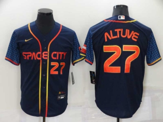 Men's MLB Houston Astros Jose Altuve #27 Nike Navy 2022 City Connect Jerseys (4)