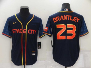 Men's MLB Houston Astros Michael Brantley #23 Nike Navy 2022 City Connect Jerseys (3)