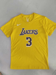 Men's NBA Los Angeles Lakers Anthony Davis 2022 Yellow T-Shirts (1)