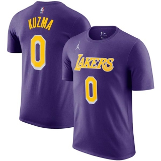 Men's NBA Los Angeles Lakers Kyle Kuzma 2022 Purple T-Shirts (1)