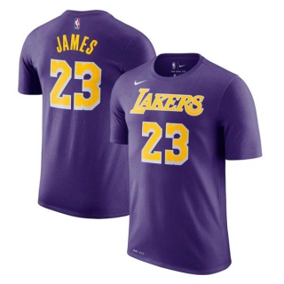 Men's NBA Los Angeles Lakers LeBron James 2022 Purple T-Shirts (2)