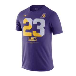 Men's NBA Los Angeles Lakers LeBron James 2022 Purple T-Shirts (3)