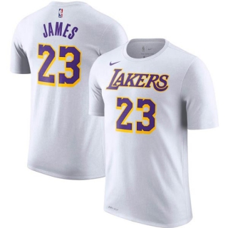 Men's NBA Los Angeles Lakers LeBron James 2022 White T-Shirts (1)
