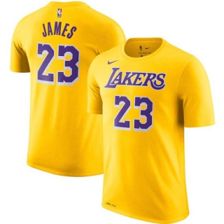 Men's NBA Los Angeles Lakers LeBron James 2022 Yellow T-Shirts (1)