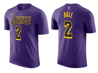 Men's NBA Los Angeles Lakers Lonzo Ball 2022 Purple T-Shirts (1)