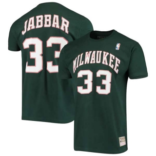 Men's NBA Milwaukee Bucks Kareem Abdul-Jabbar 2022 Green T-Shirts (1)