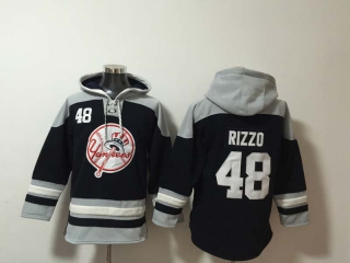 Men's New York Yankees #48 Anthony Rizzo Black Ageless Must Have Lace Up Pullover Hoodie