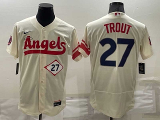 Men's MLB Los Angeles Angels Mike Trout #27 Flex Base Jerseys (12)