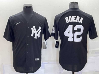 Men's MLB New York Yankees #42 Mariano Rivera Black Stitched Nike Cool Base Throwback Jersey (1)