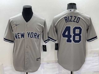 Men's MLB New York Yankees Anthony Rizzo #48 Grey Stitched Nike Cool Base Throwback Jersey (3)