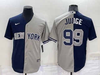 Men's MLB New York Yankees Aaron Judge #99 Navy Blue Grey Two Tone Stitched Throwback Nike Jersey (20)