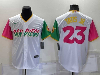 Men's MLB San Diego Padres Fernando Tatis Jr #23 2022 City Connect Cool Base Stitched Jersey (11)