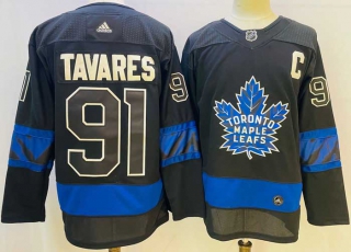 Men's NHL Toronto Maple Leafs #91 John Tavares Black X Drew House Inside Out Stitched Jersey