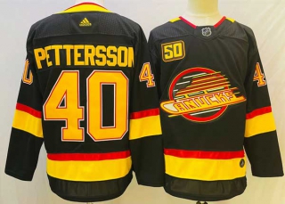 Men's NHL Vancouver Canucks #40 Elias Pettersson Black 50th Season Adidas Jersey
