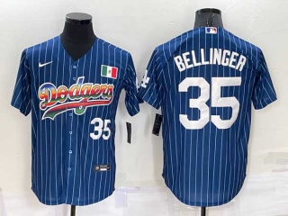 Mens Los Angeles Dodgers #35 Cody Bellinger Rainbow Pinstripe Mexico Cool Base Nike Jersey (23)
