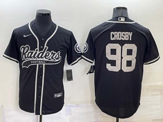 Men's NFL Las Vegas Raiders #98 Maxx Crosby Black Stitched MLB Cool Base Nike Baseball Jersey (8)