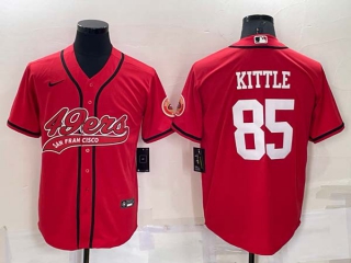 Men's NFL San Francisco 49ers #85 George Kittle Red Stitched MLB Cool Base Nike Baseball Jersey (20)