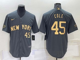 Men's MLB New York Yankees #45 Gerrit Cole Grey 2022 All Star Stitched Cool Base Nike Jersey (2)