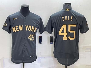 Men's MLB New York Yankees #45 Gerrit Cole Grey 2022 All Star Stitched Flex Base Nike Jersey (4)