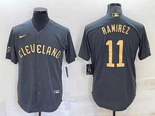 Men's MLB Cleveland Guardians #11 Jose Ramirez Grey 2022 All Star Stitched Cool Base Nike Jersey (1)