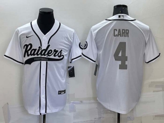 Men's Las Vegas Raiders #4 Derek Carr White Grey Stitched MLB Cool Base Nike Baseball Jersey (36)