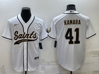 Men's New Orleans Saints #41 Alvin Kamara White Stitched MLB Cool Base Nike Baseball Jersey