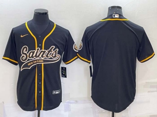 Men's New Orleans Saints Blank Black Stitched Cool Base Nike Baseball Jersey