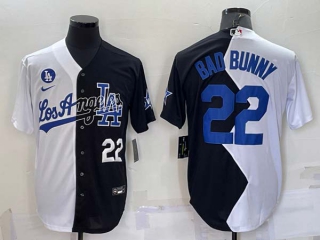 Men's Los Angeles Dodgers #22 Bad Bunny White Black 2022 Celebrity Softball Game Cool Base Jersey (4)