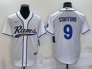 Men's Los Angeles Rams #9 Matthew Stafford White Stitched Cool Base Nike Baseball Jersey
