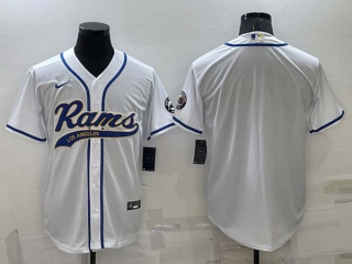 Men's Los Angeles Rams Blank White Stitched MLB Cool Base Nike Baseball Jersey
