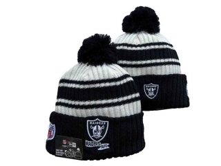 Wholesale NFL Las Vegas Raiders New Era Black 2022 Sideline Sport Cuffed Pom Knit Hat 3035
