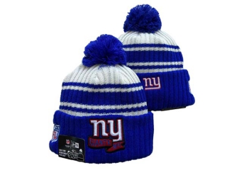 Wholesale NFL New York Giants New Era Blue 2022 Sideline Sport Cuffed Pom Knit Hat 3051